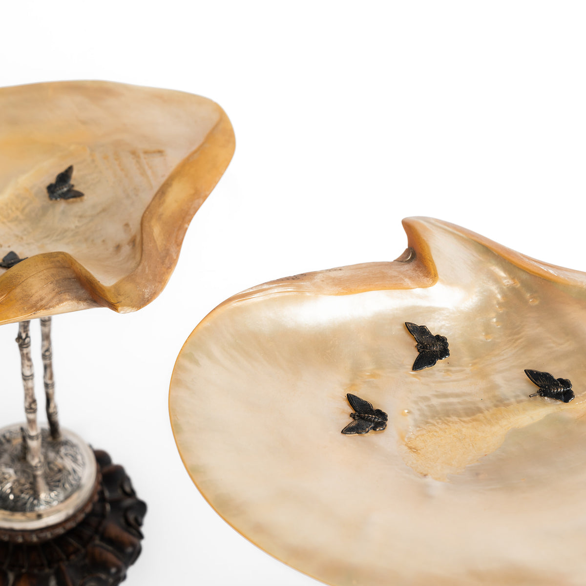 Antique Chinese Mother of Pearl Shell Tazzas | Unique Home Decor | R. Runberg Curiosities