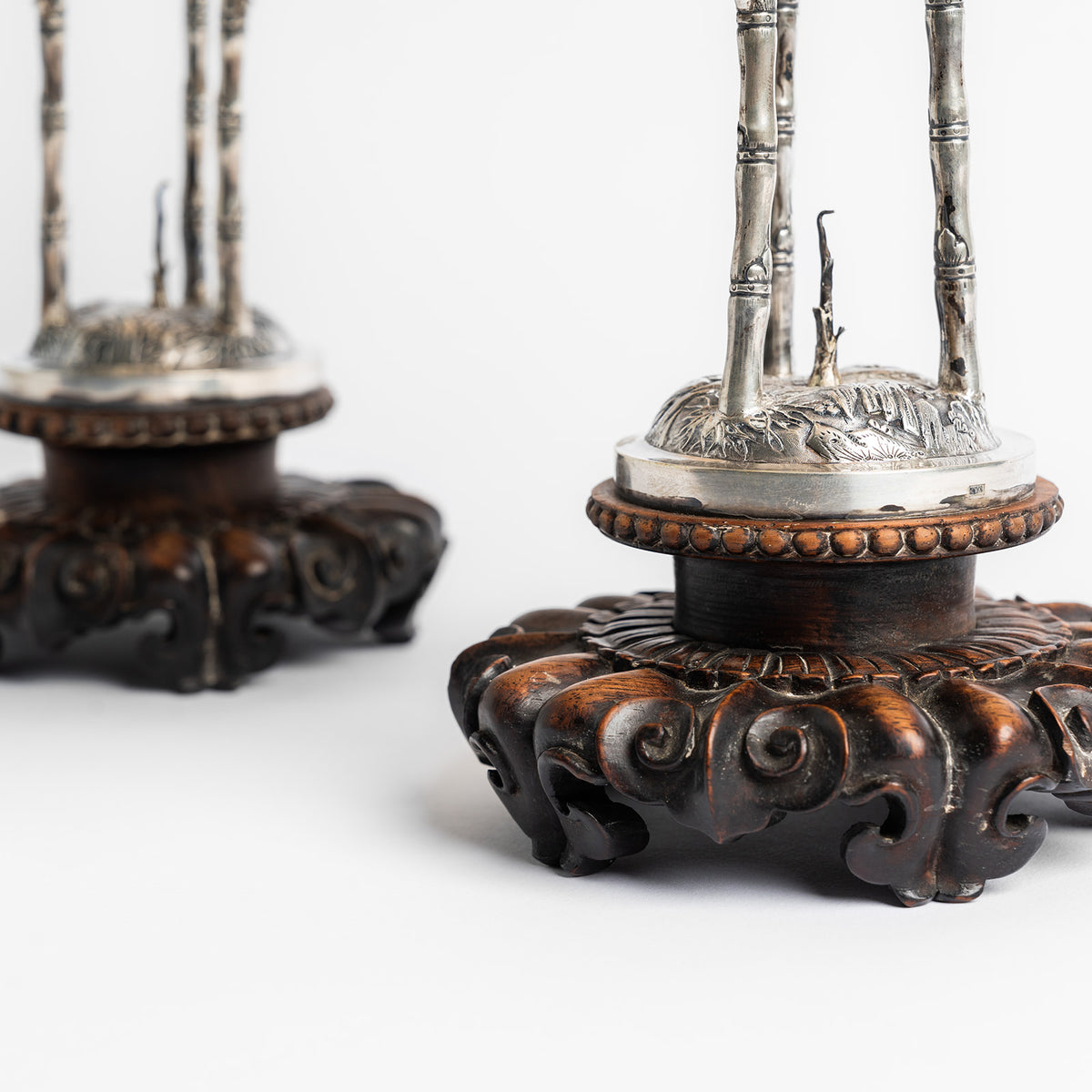 Antique Chinese Mother of Pearl Shell Tazzas | Unique Home Decor | R. Runberg Curiosities