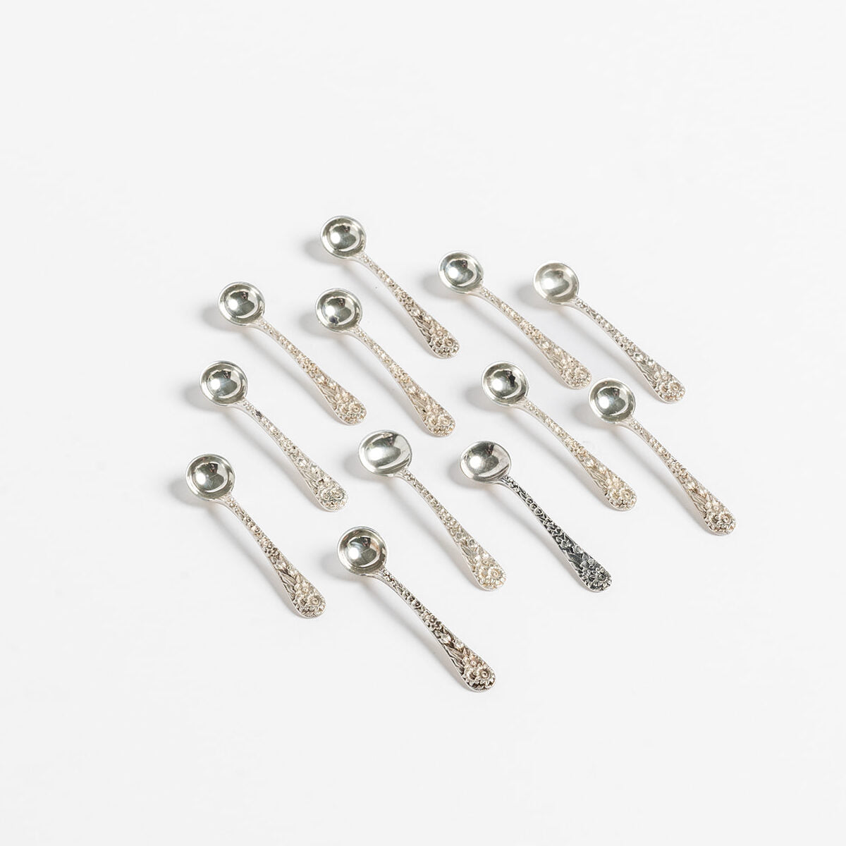 Antique Sterling Salt Spoons, set of 12 | Unique Home Decor | R. Runberg Curiosities