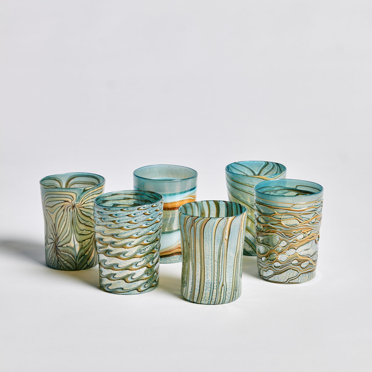 Murano Glass Tumblers, set of 6 | Unique Home Decor | R. Runberg Curiosities