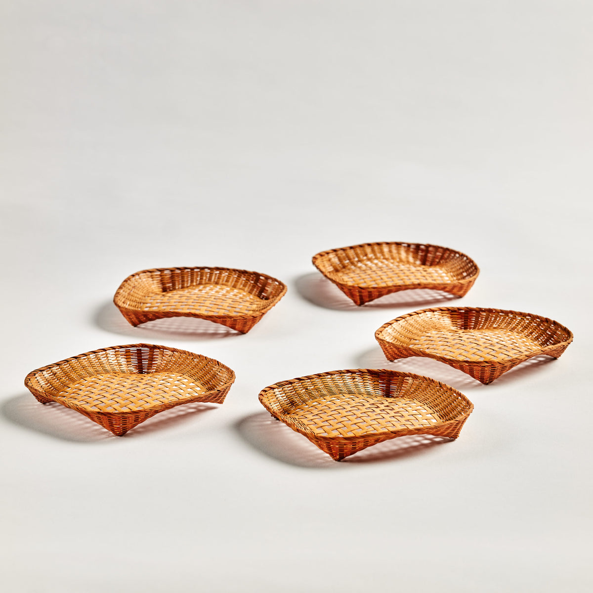Antique Japanese Bamboo Small Trays, set of 5 | Unique Home Decor | R. Runberg Curiosities