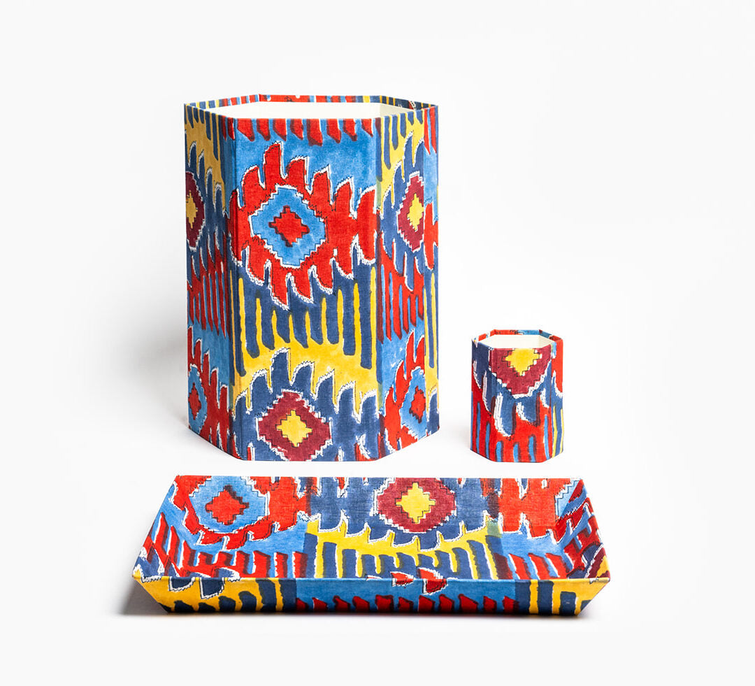 Indian Block Printed Cotton Desk Set | Unique Home Decor | R. Runberg Curiosities
