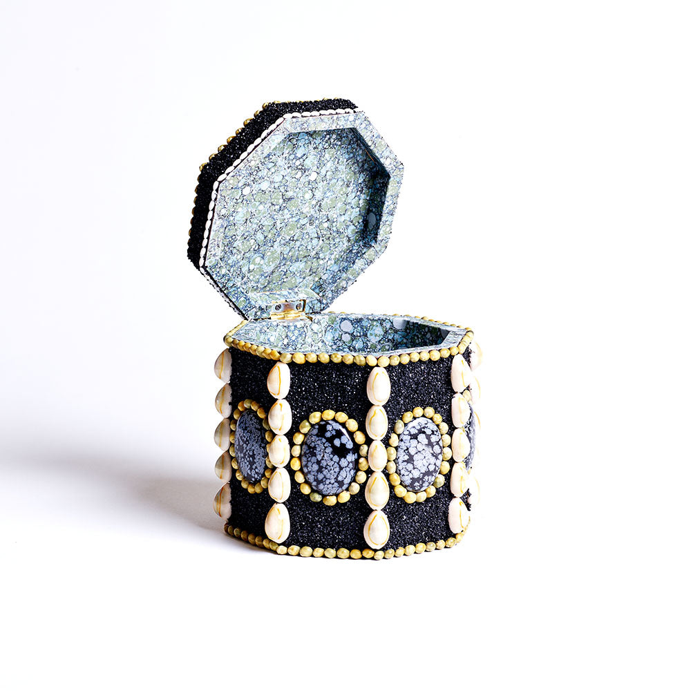 Octagonal Shellwork Caddy | Unique Home Decor | R. Runberg Curiosities