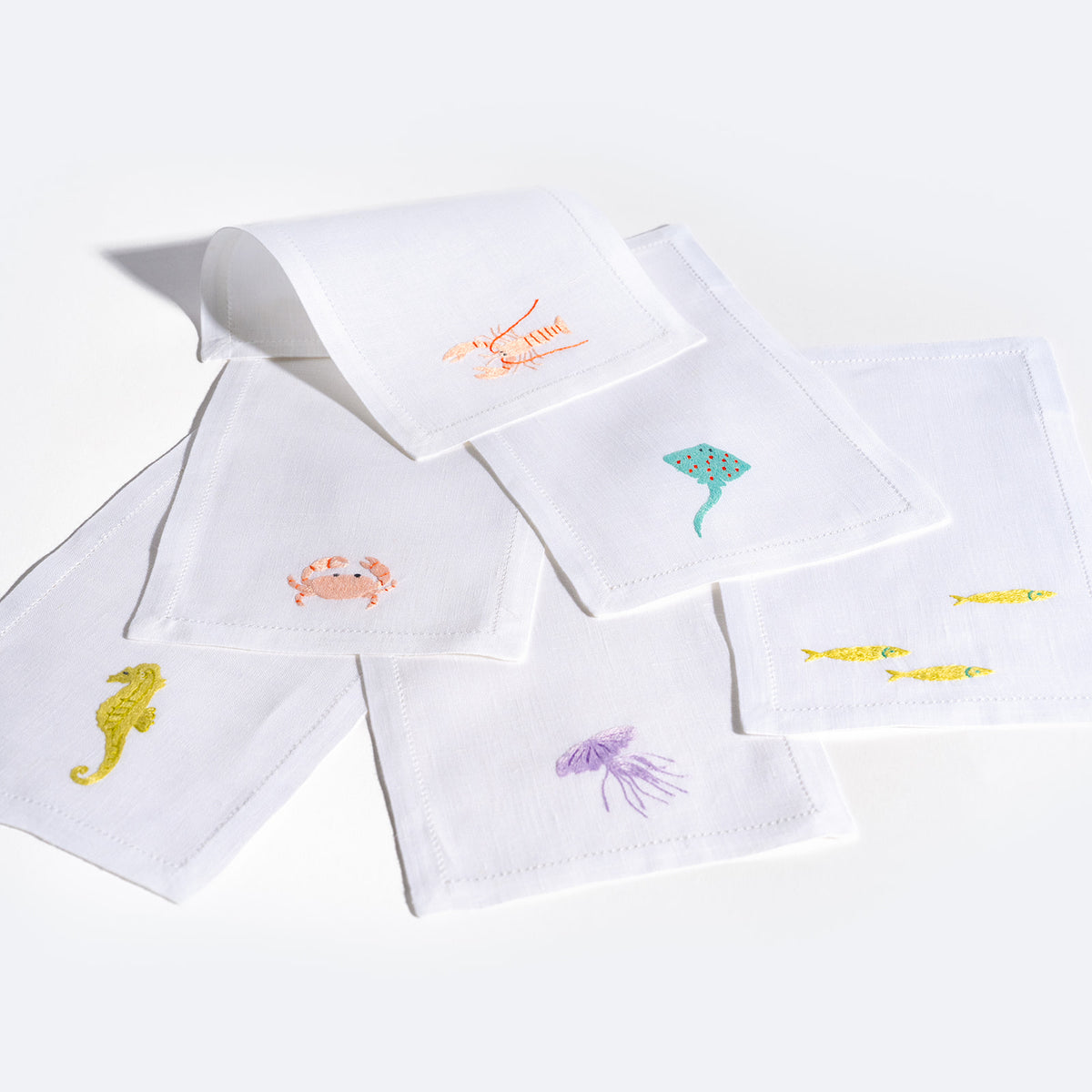 Sea Life Cocktail Napkins, set of 6 | Unique Home Decor | R. Runberg Curiosities