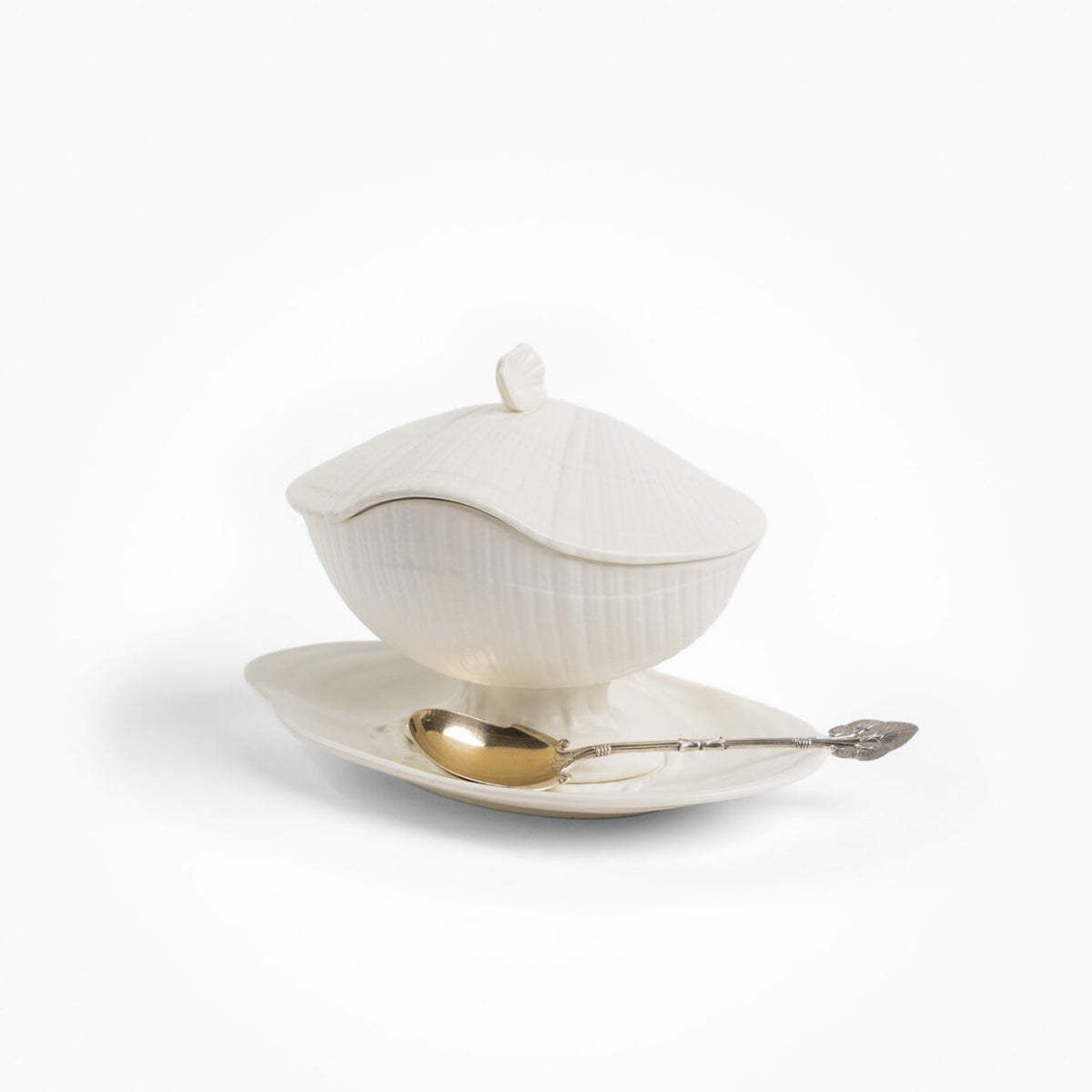 Shell Sauce Tureen and Sterling Spoon | Unique Home Decor | R. Runberg Curiosities