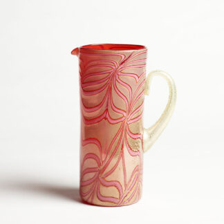 Murano Glass Pitcher - pink on orange
