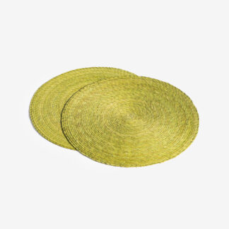 Makaua Handwoven Palm Placemat, Round - pistache
