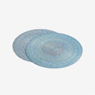 Makaua Handwoven Palm Placemat, Round - cielo
