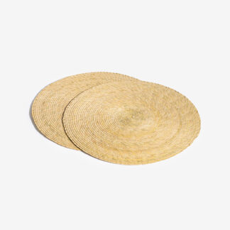 Makaua Handwoven Palm Placemat, Round - natural
