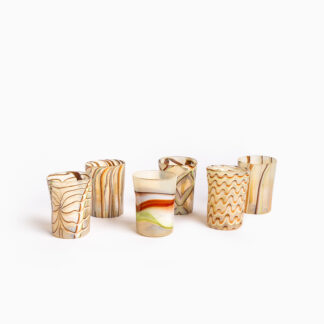 Murano Glass Tumblers, set of 6 - citron + brown