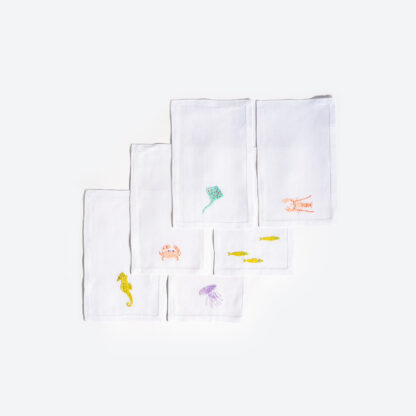 VAV Paris Sea Creatures Cocktail Napkins, set of 6