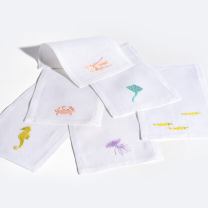 VAV Paris Sea Creatures Cocktail Napkins, set of 6 - Image 2