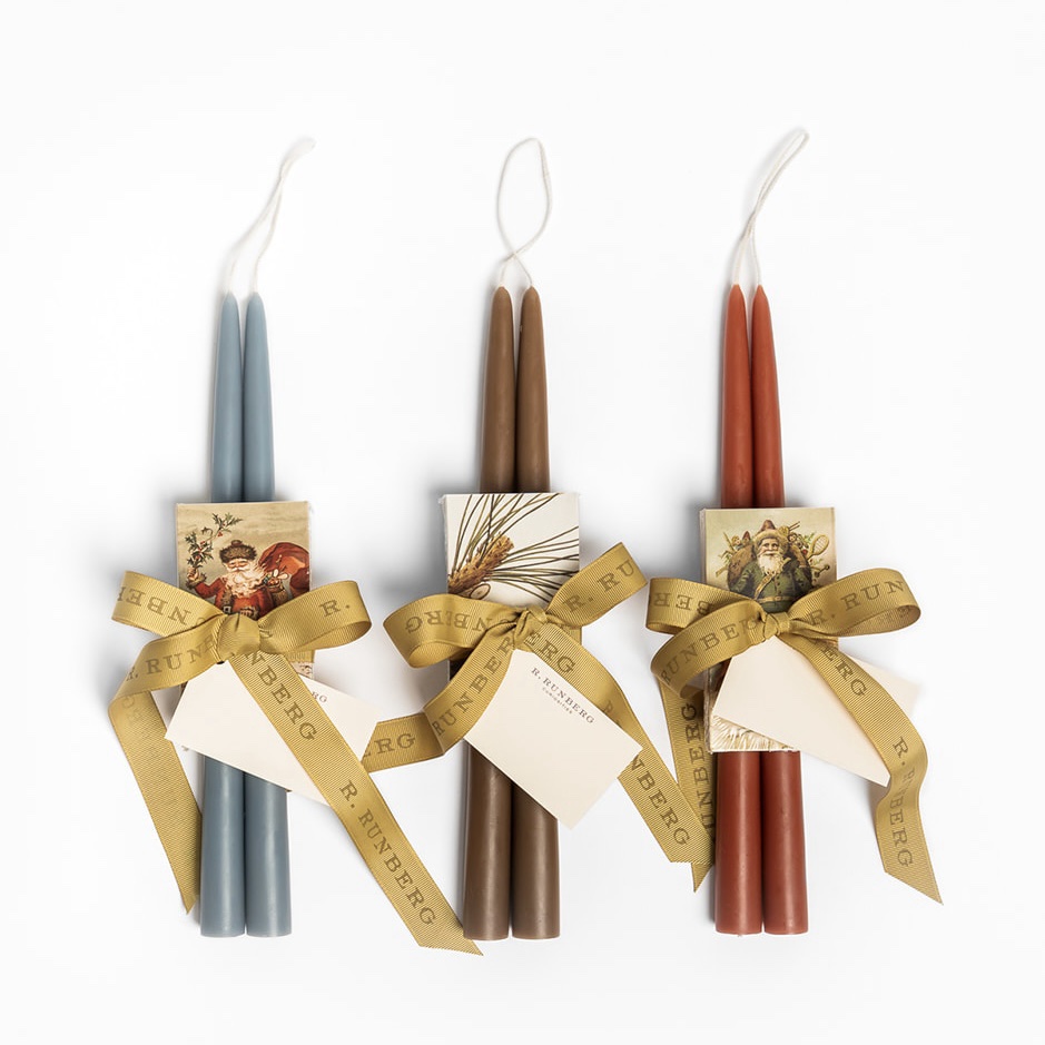 Short Christmas Tapers and Matches Trio