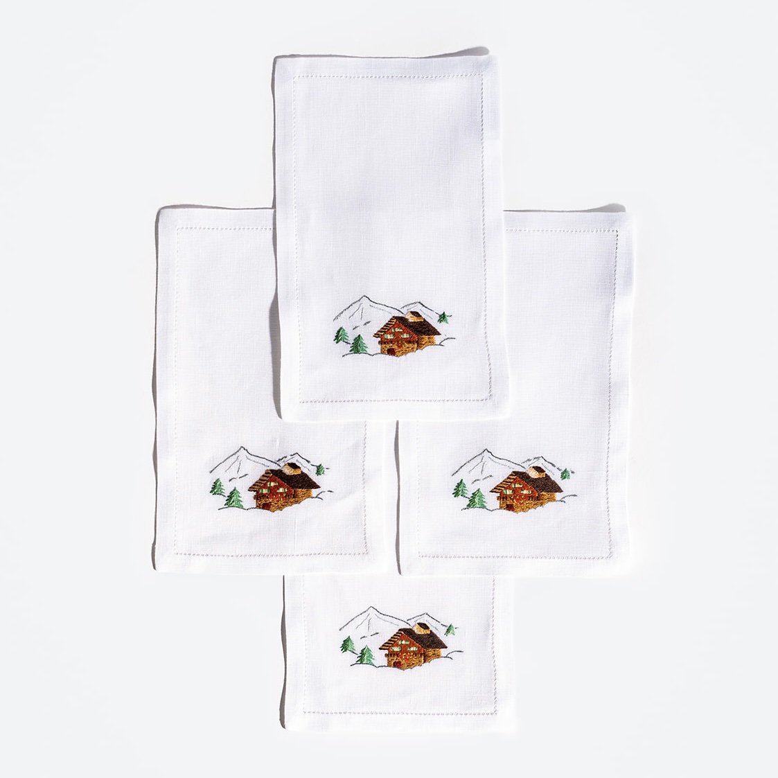 Alpine Chalet with Mountains Cocktail Napkins, set of 4