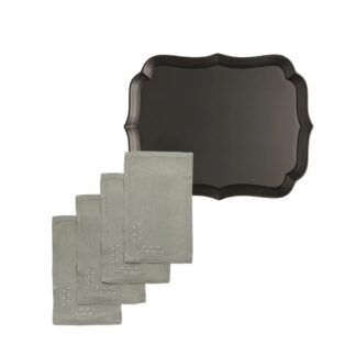 Lacquered Drinks Tray + French Knots Cocktail Napkins