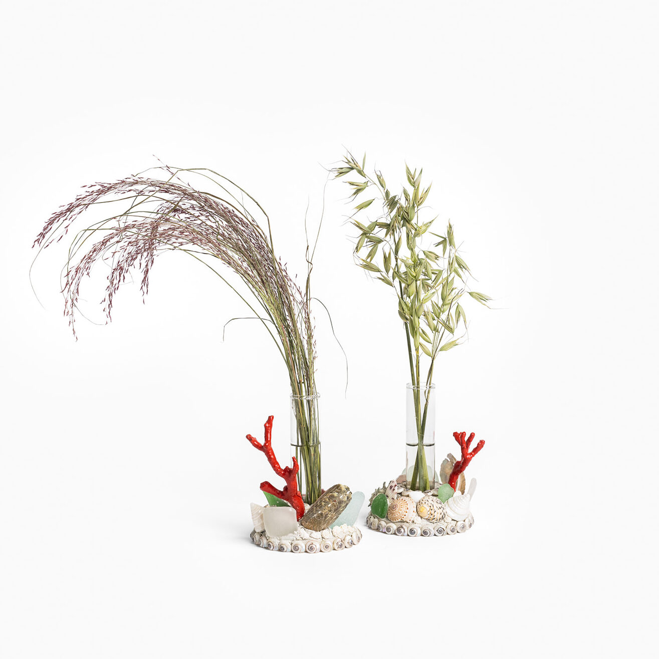 Tess Morley Shellwork Vases, pair